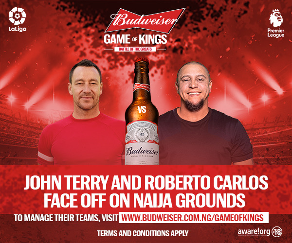 Join John Terry & Roberto Carlos in the Face off by Budweiser Game of Kings
