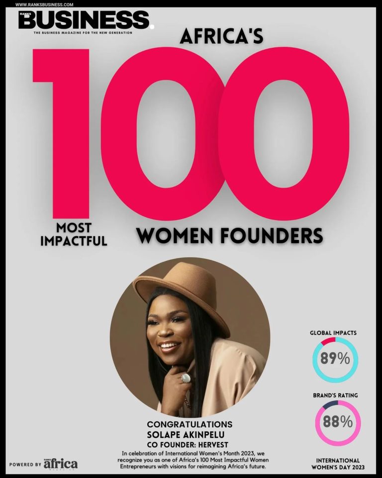 #100 Most Impactful Women Founders: SOLAPO AKINPELU, a woman who supports and strengthens the role of initiatives and gender in the fintech world.