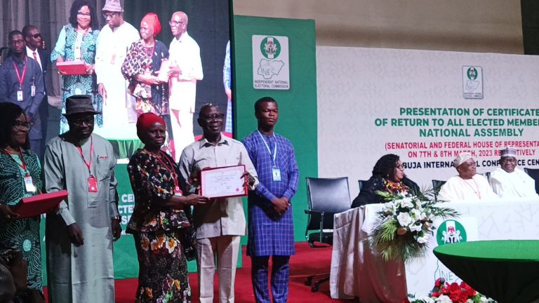 Oshiomhole received a certificate of return as an elected senator.