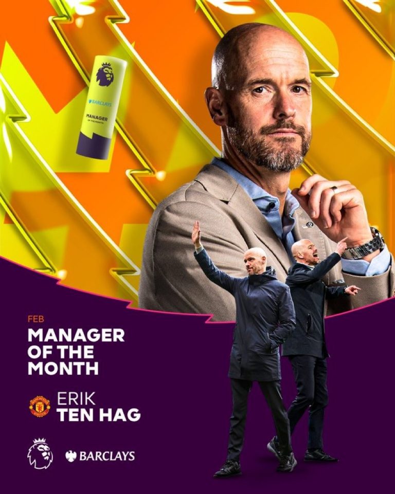 Erik Ten Hag Named EPL Manager Of The Month