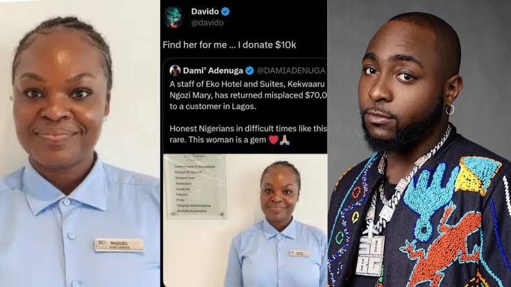 Davido pledged $10,000 to a hotel worker who returned $70,000