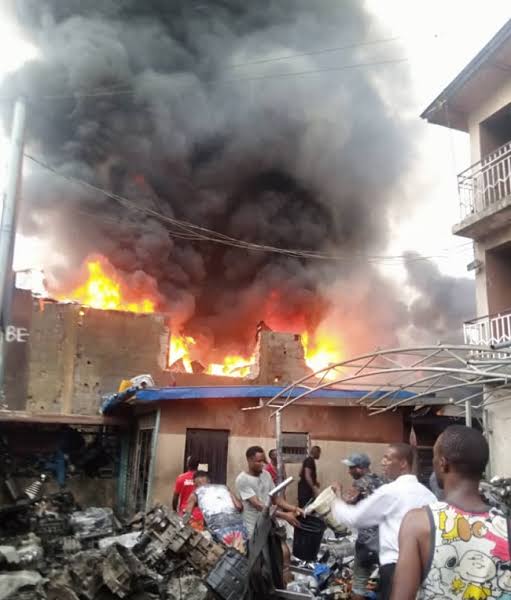 Ladipo Market in Lagos engulfed by a midnight fire, resulting in significant property damage