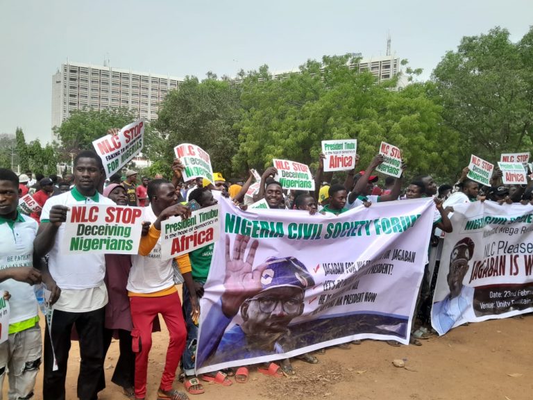 Supporters of Tinubu gathered for a youth rally at the National Assembly, expressing disapproval of the planned protests by the NLC