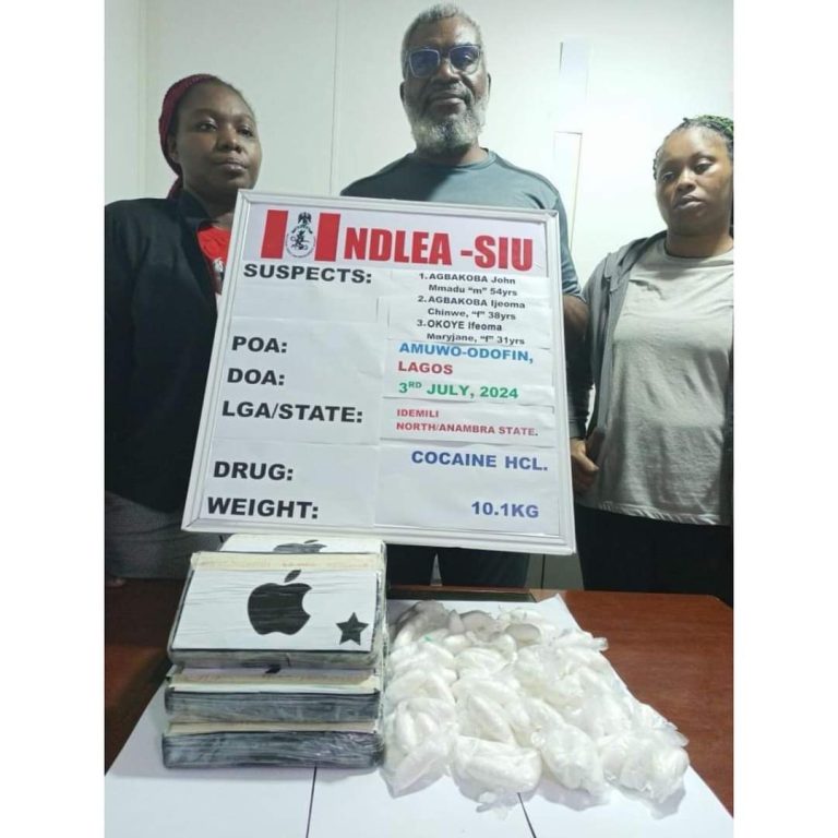 NDLEA smashes cocaine syndicate and arrests couple, recovers N2.1b drug in Lagos raid